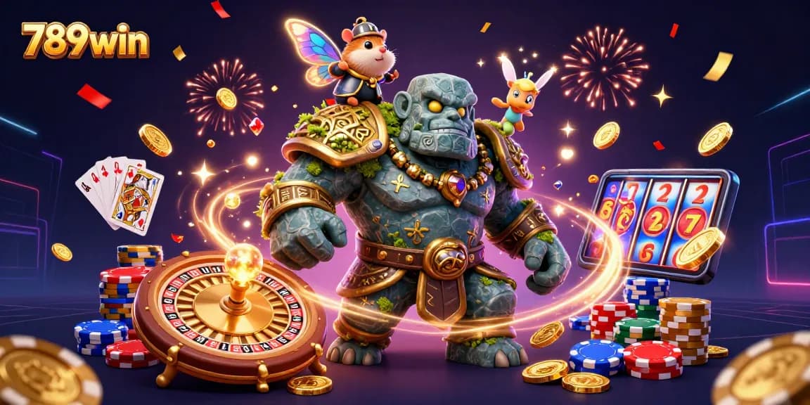 Experience the thrill of 789win with a captivating 3D casino scene featuring magical characters and rich gaming elements.