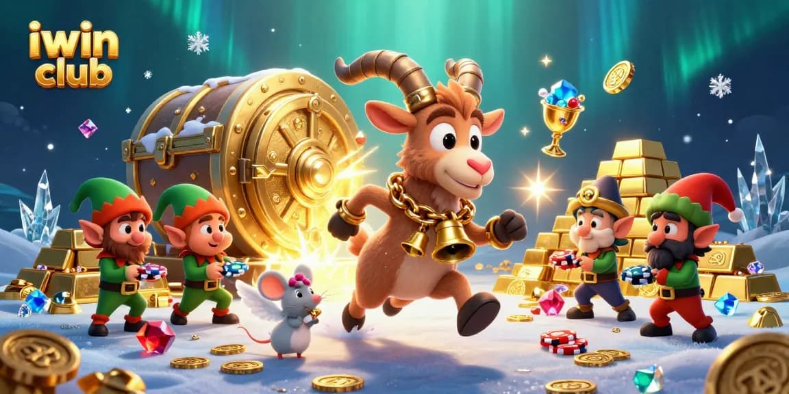 Engage in thrilling gameplay at iwin club, surrounded by festive casino antics and treasure