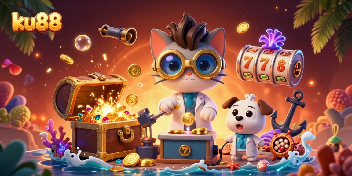 Experience thrilling gaming action at ku88 as a mad scientist cat and dog create a fortune!