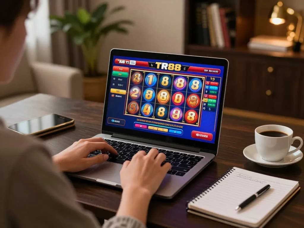 Engaging gameplay at TR88 online casino platform, showcasing colorful slots and strategic notes