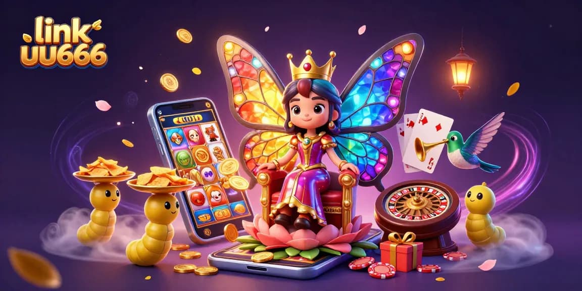 Spin the reels with link uu666 as the dazzling butterfly queen and colorful casino elements come to life.