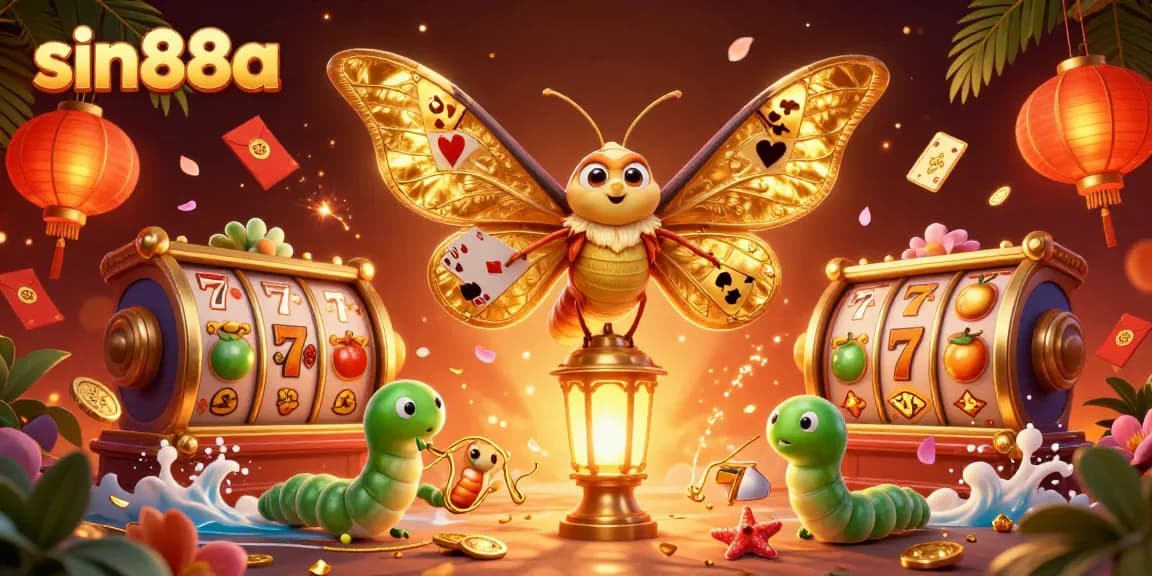 Experience thrilling gameplay at sin88a with vibrant casino scenes and golden butterfly motifs.