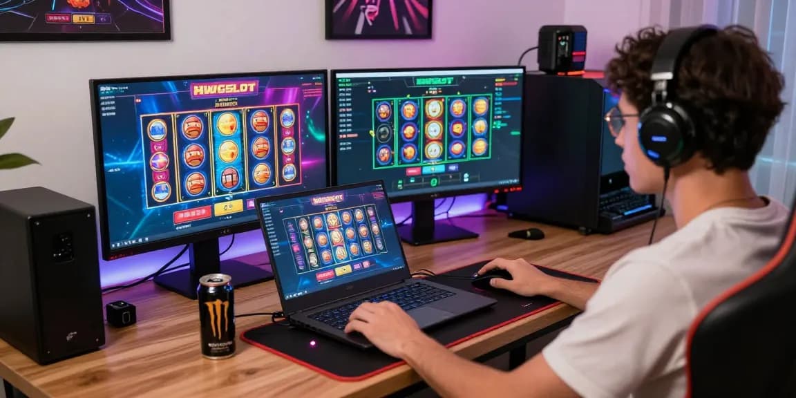 Exciting HWGSLOT live gaming session with player engaged in vibrant online slots