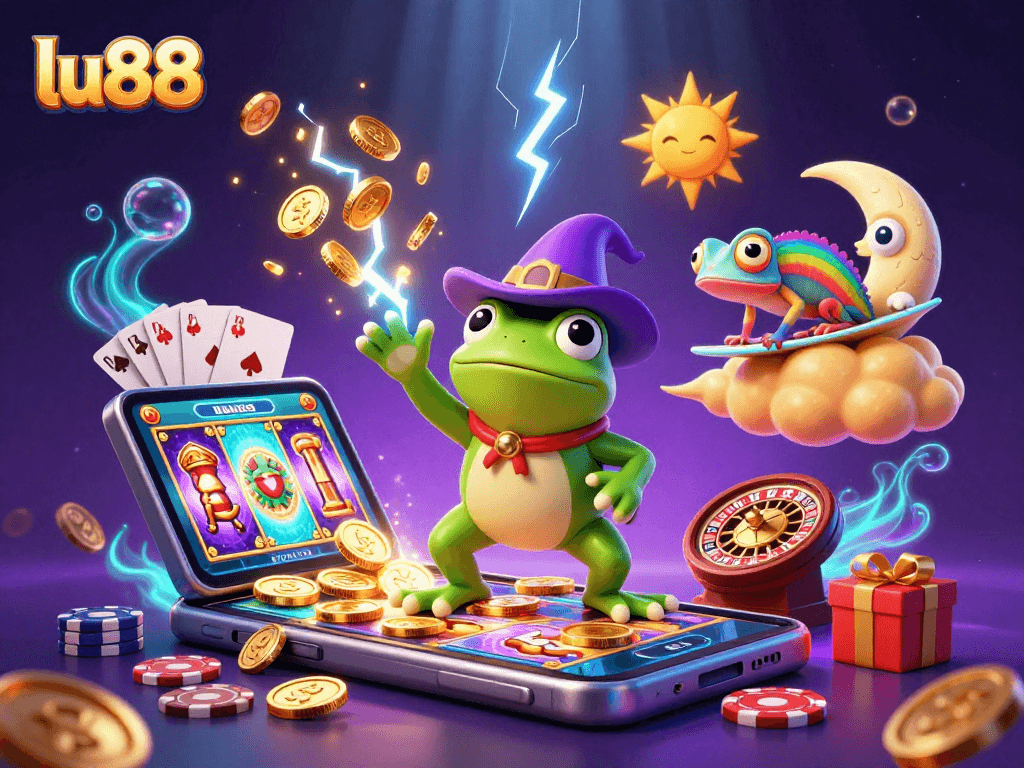 Experience lu88 excitement as the weather wizard frog conjures coins amidst jackpot thrills.