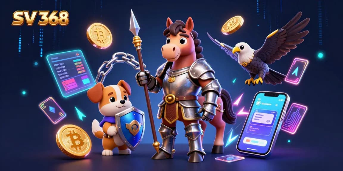 SV 368 showcases a medieval knight and crypto elements in a vibrant casino-themed artwork.