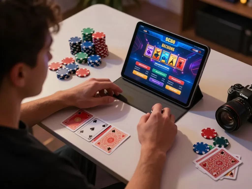 Person strategizing on the SC88 mobile app during an online gambling session.