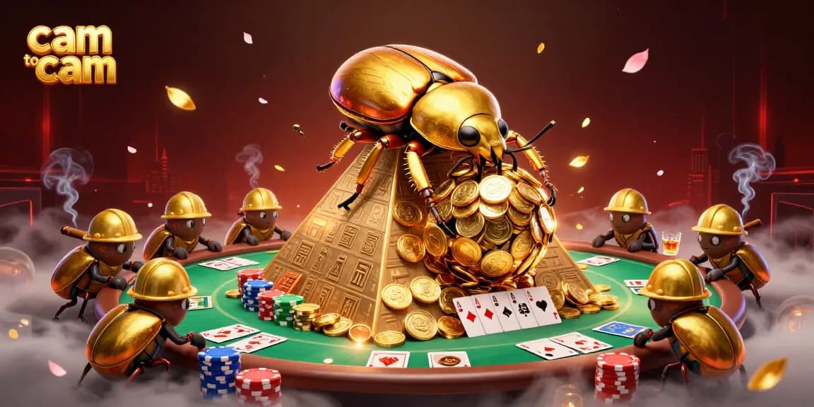 Experience cam to cam fun with lively beetles amidst an abundance of poker elements.