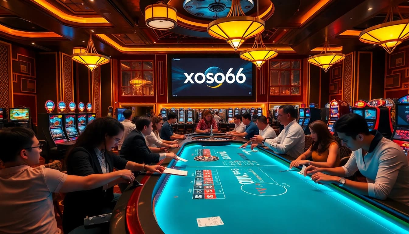 The thrilling xoso66 casino experience with players enjoying games at modern tables.