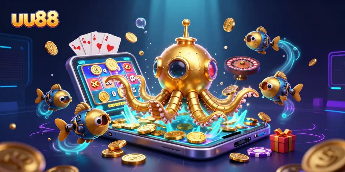 uu88 players experience thrilling wins in a vibrant underwater world of golden coins and exciting slot games.