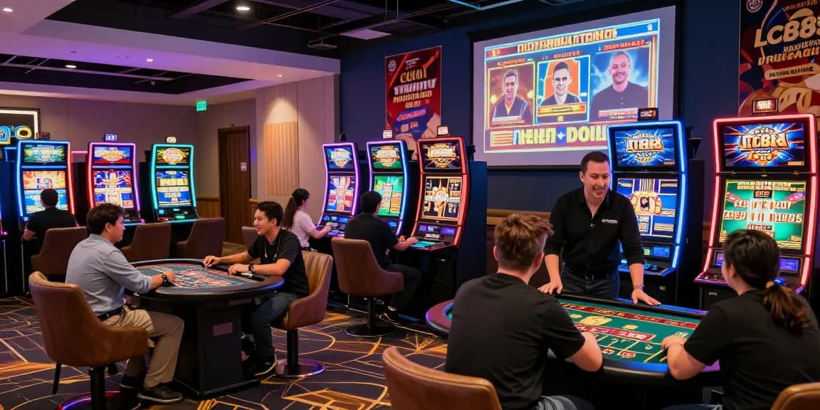 Exciting online gaming experience at LC88 casino, showcasing players engaged in slots and live betting.