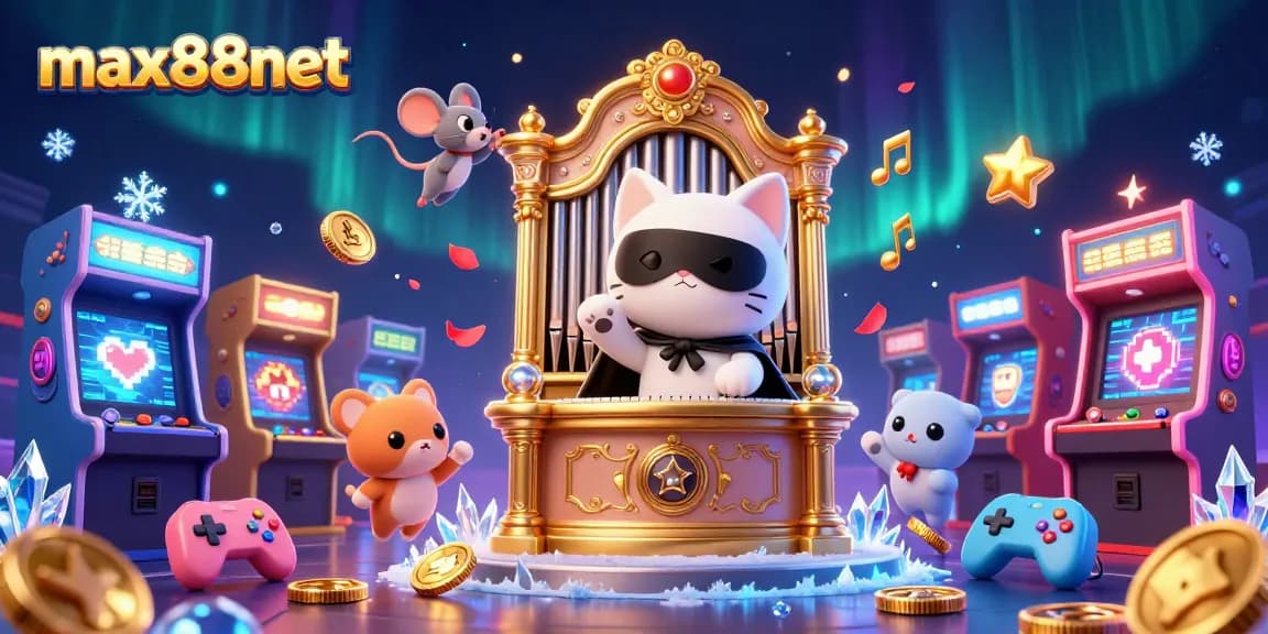 Enhance your gaming experience with max88net's vibrant 3D casino scene featuring characters and arcade elements.