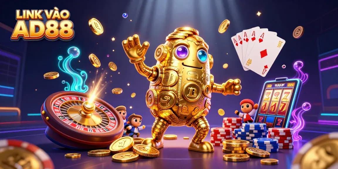 Spin the reels with LINK VÀO AD88 featuring an ancient golem and sparkling casino elements.