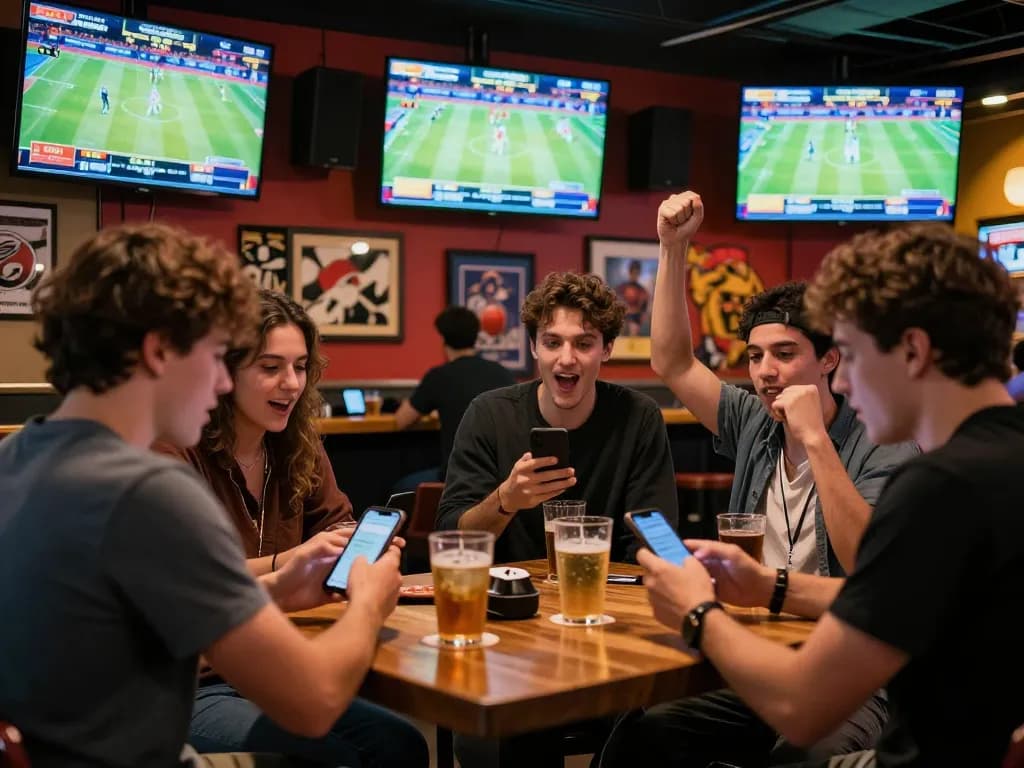 Active sports betting scene with crowds engaging in kèo nhà cái and live game excitement.