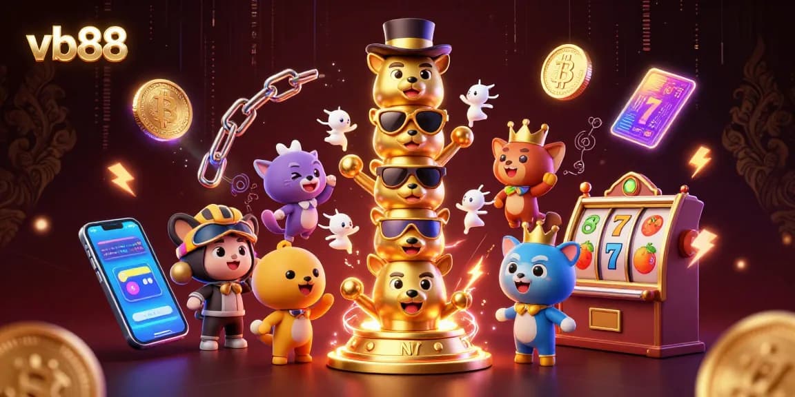 Experience gaming excitement at vb88 with vibrant slot symbols and dynamic crypto elements.