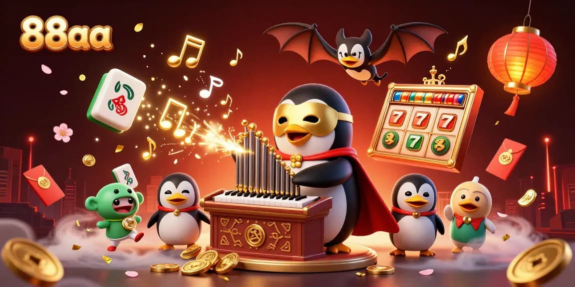 Join the fun at 88aa with a vibrant scene featuring a penguin playing a pipe organ in a rich casino setting