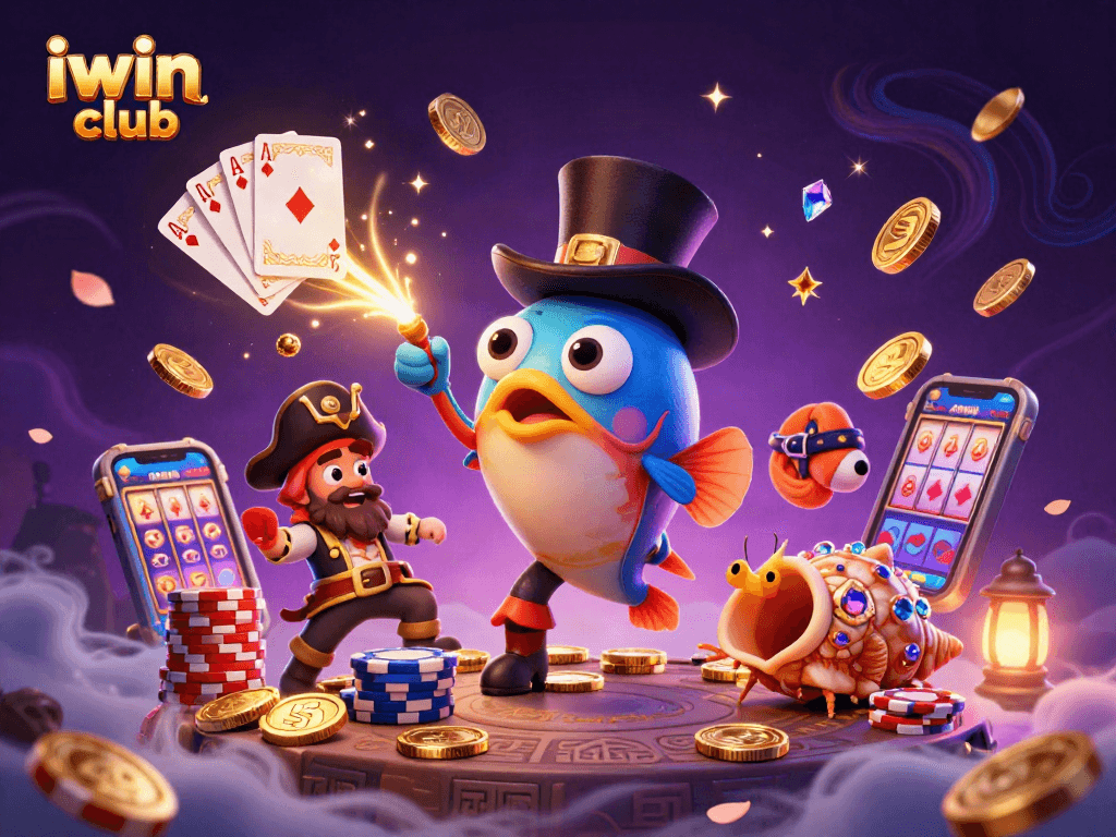Join the iwin club's exciting adventure with treasures and luck in this vibrant casino scene!