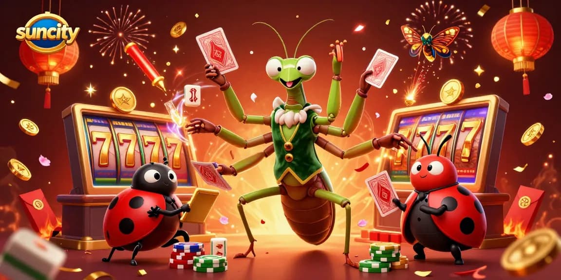 Experience the thrilling action of Suncity with 3D cartoon characters in a vibrant casino scene.