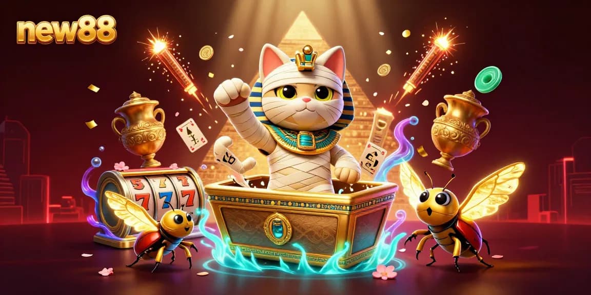 Experience exciting gameplay at new88 with vibrant characters and casino elements illuminating the scene.