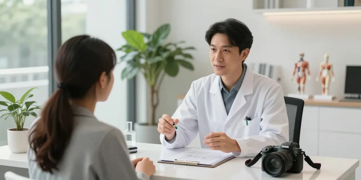 Patient consultation with a peptide supplier near me in a modern healthcare clinic.