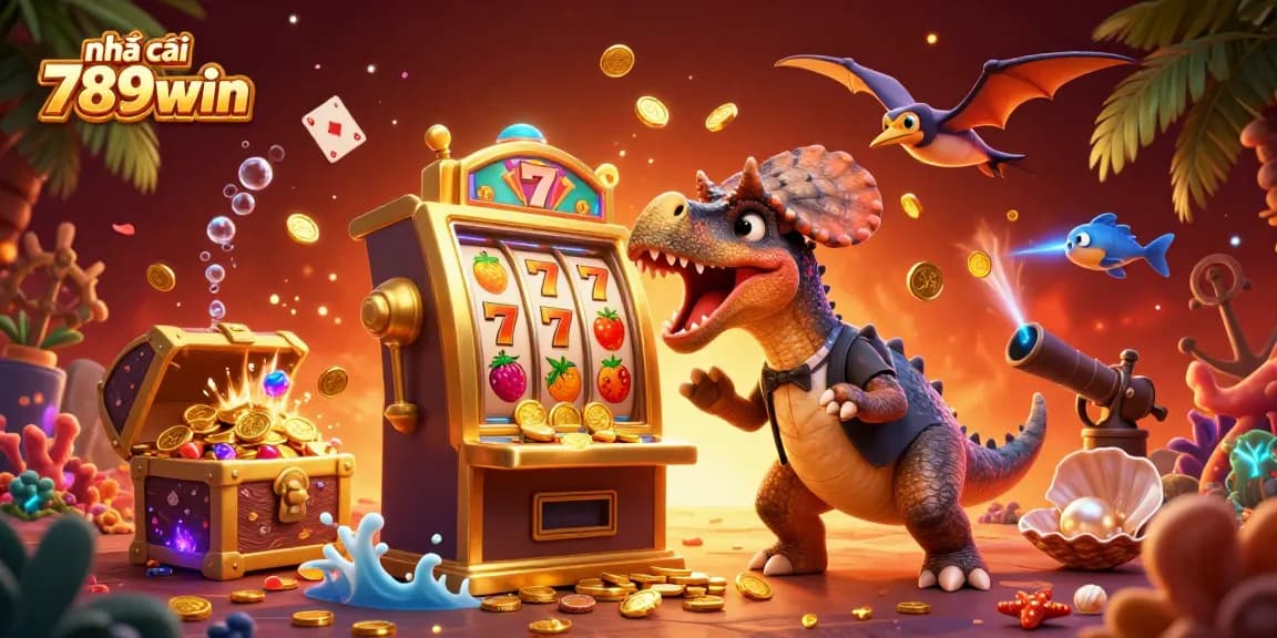 Jump into the fun as nhà cái 789win''s pachycephalosaurus wins a jackpot at the slot machine.