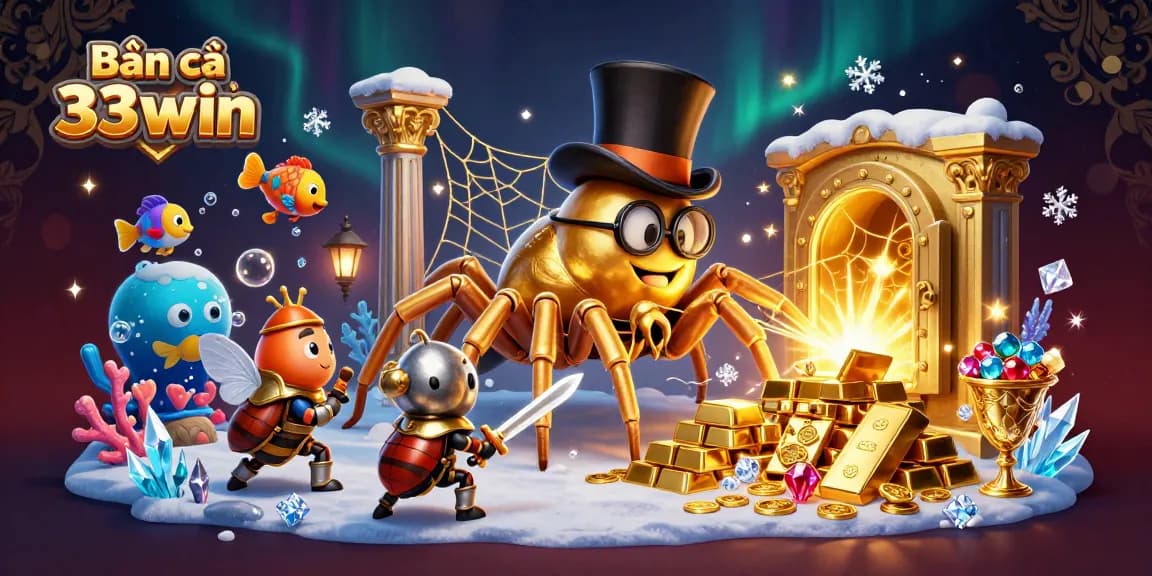 Bắn cá 33win showcases a vibrant underwater scene with colorful fish and treasures, captivating players.