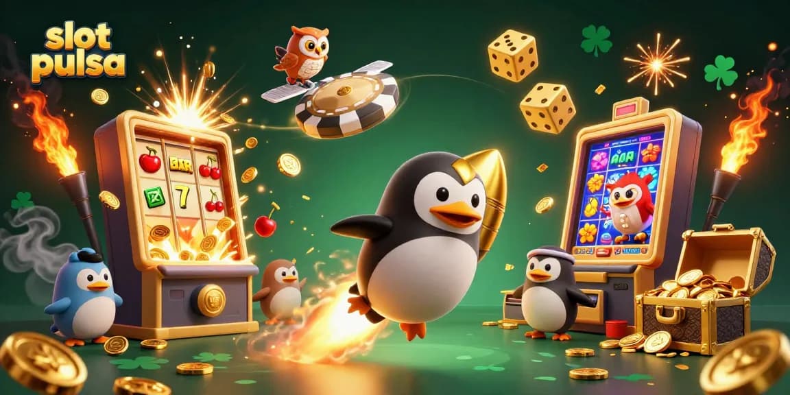 Menghadirkan slot pulsa di Api777, dengan ilustrasi slot demi jackpot dan karakter kartun yang seru.