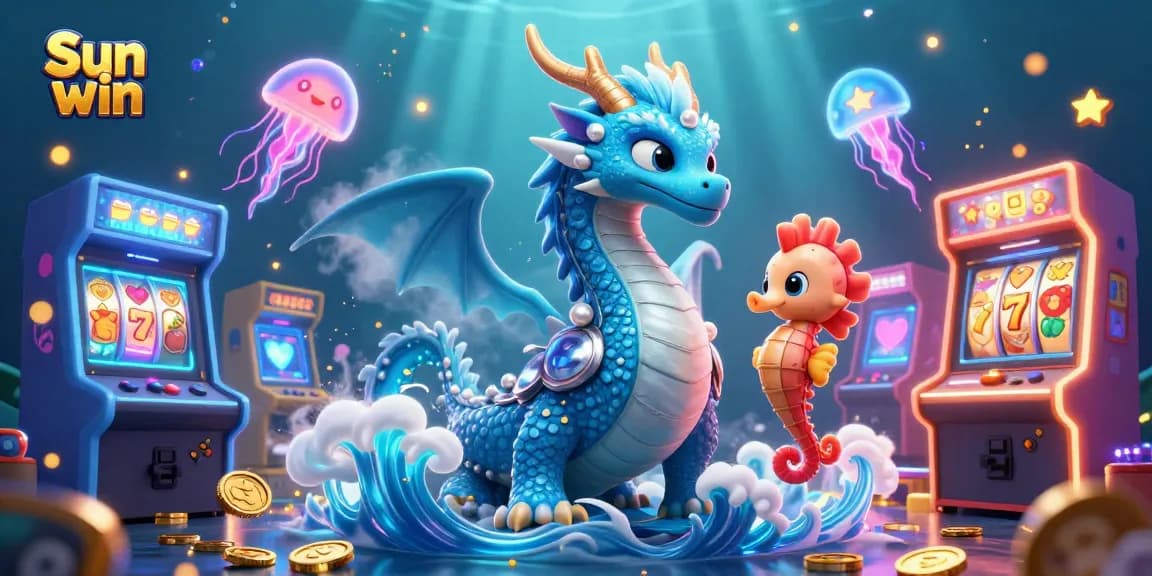 Spin to win with Sun win's magical ocean scene featuring a dragon and seahorse knight