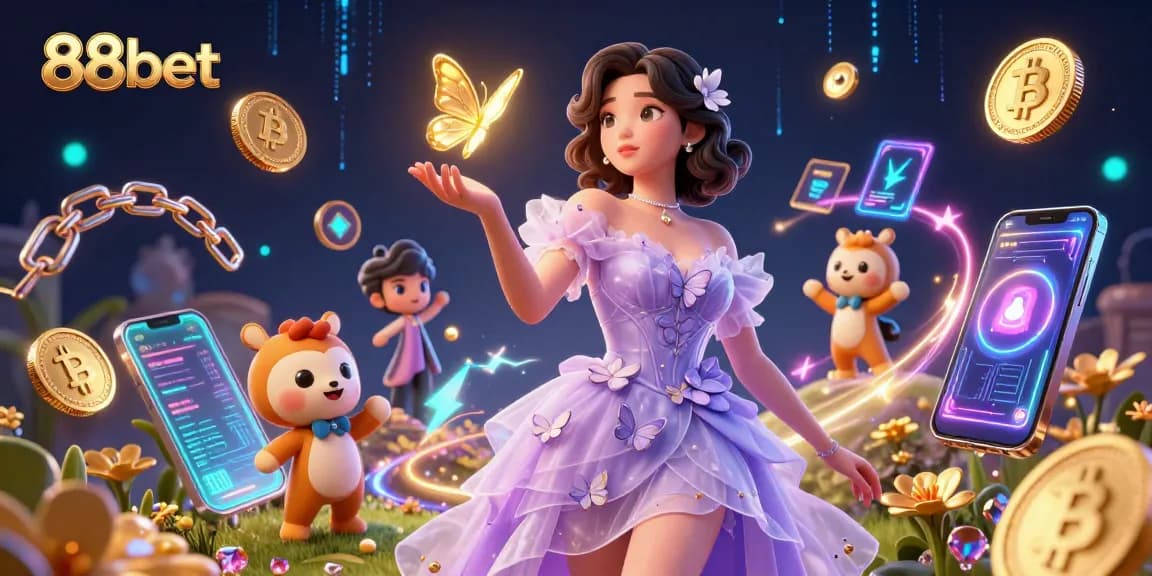 Experience the gaming elegance of 88bet with thrilling digital graphics in a vibrant casino setting.