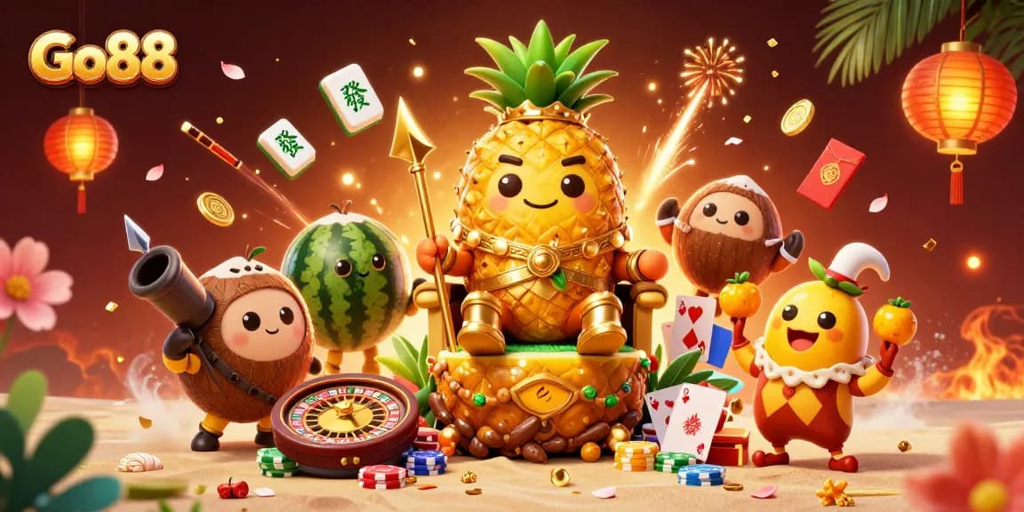 Experience thrilling gameplay at Go88 with vibrant casino characters and decorations.