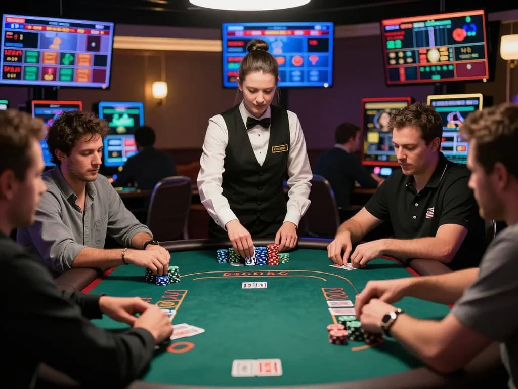 S666 players competing in a thrilling blackjack game at an online casino, showcasing high-stakes action.