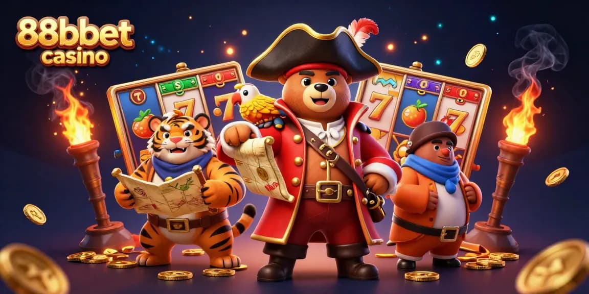 Experience thrilling wins at 88bbet casino with a vibrant illustration of characters and casino games.