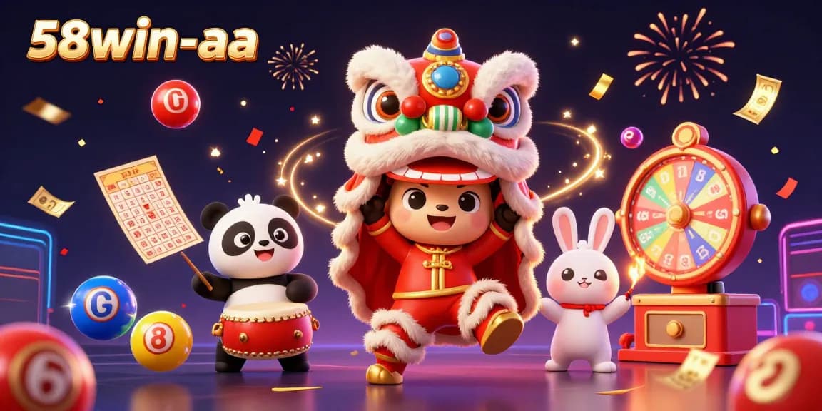 Experience dynamic lottery fun at 58win-aa with colorful games and lucky symbols all around.