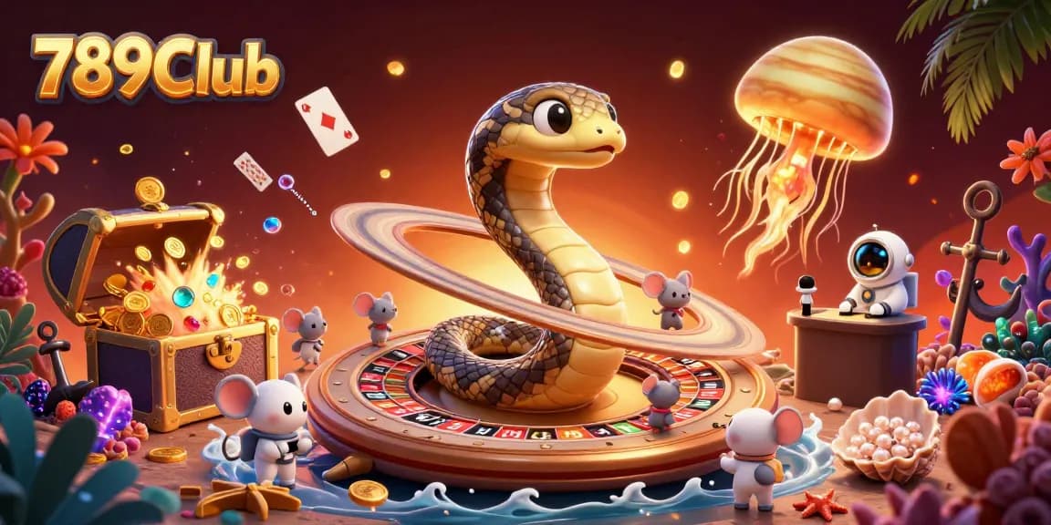 Experience exhilarating gaming action with 789Club’s vibrant 3D illustration featuring exciting bets and cosmic elements.