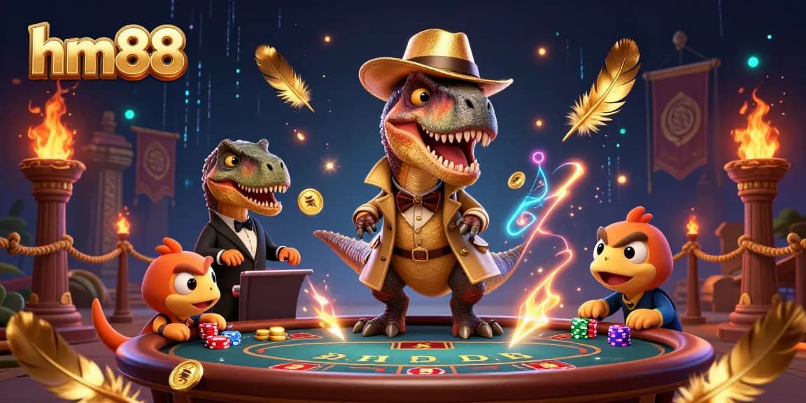 hm88 players strategizing at a blackjack table surrounded by vibrant casino elements in a thrilling environment