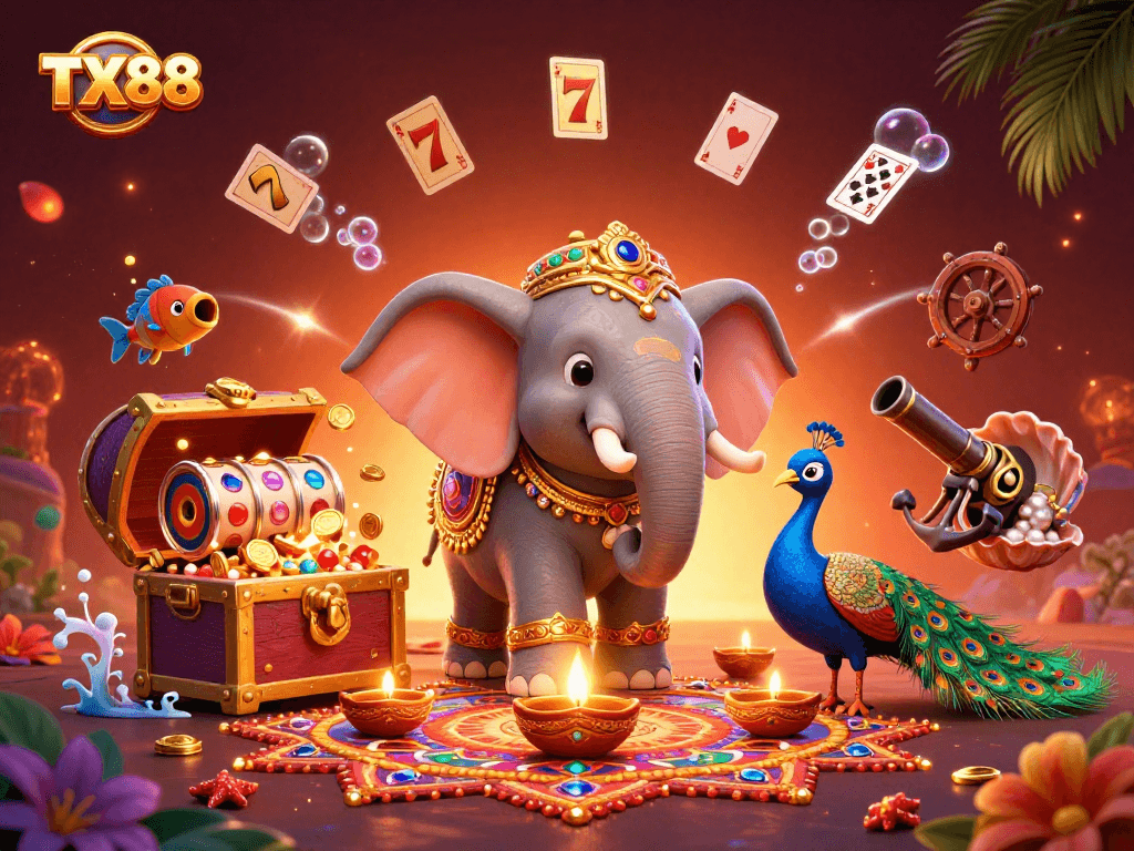 Experience TX88's dynamic slot world with vibrant characters and thrilling elements.