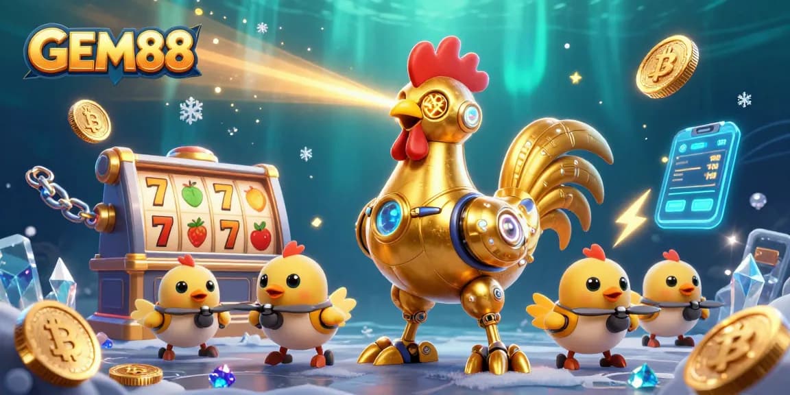 GEM88 showcases unique slot gaming with vibrant visuals and golden jackpot elements.