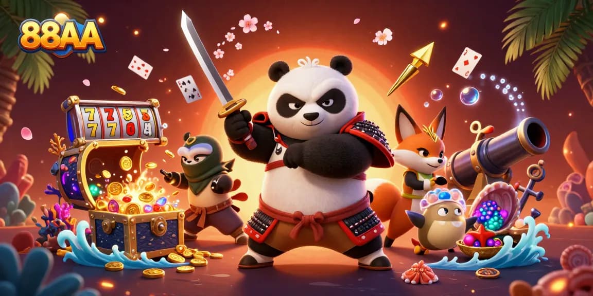 Experience the thrill of 88AA's games with dynamic characters and vibrant elements reflecting the excitement of online gambling.