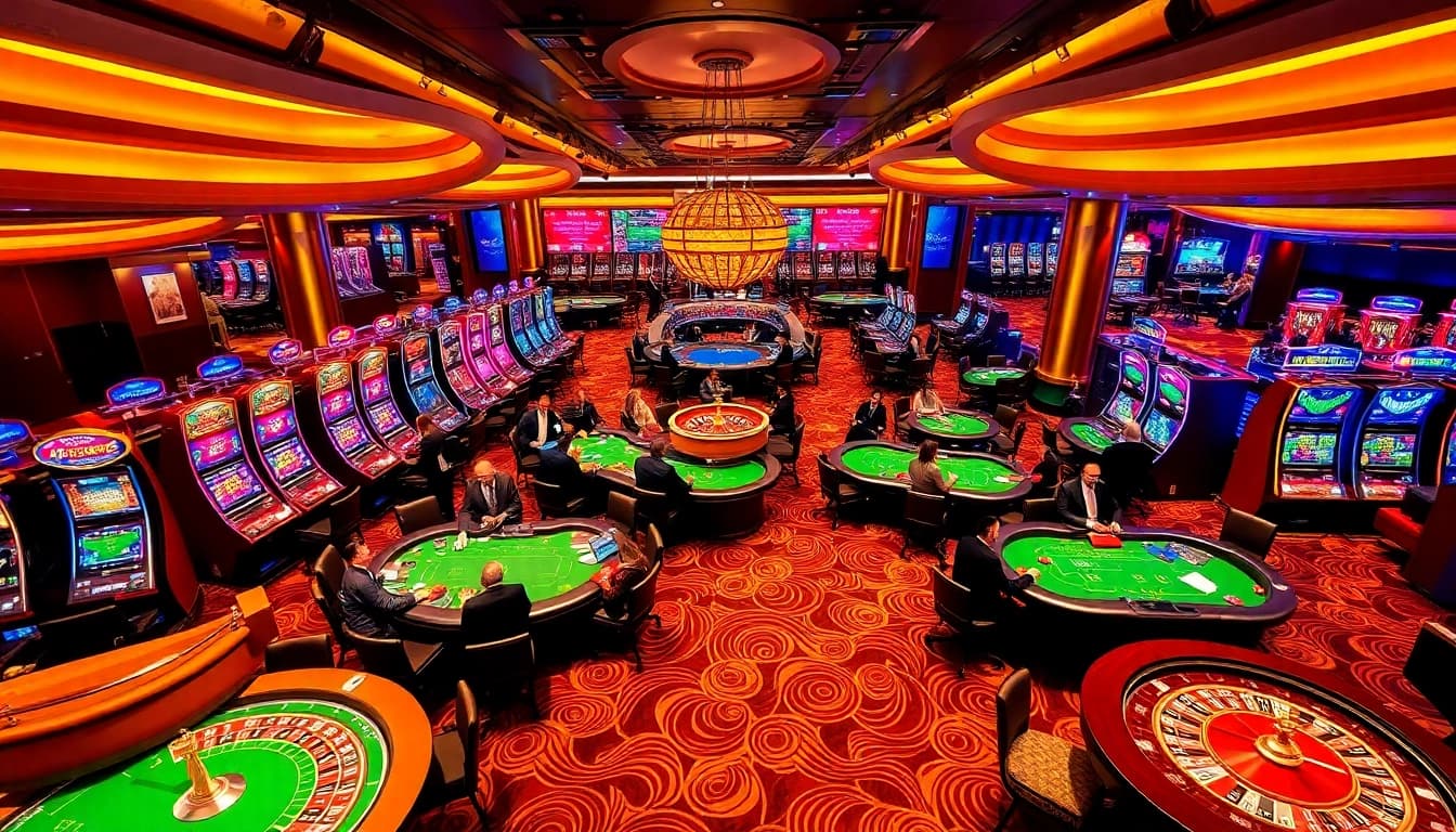 Exciting gaming experience at https://gk88.toys/ with vibrant slots and lively players in a casino.