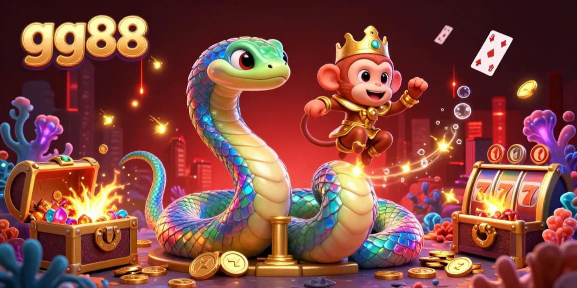 Experience thrilling gaming excitement with the colorful gg88 casino scene featuring the rainbow serpent and monkey king.