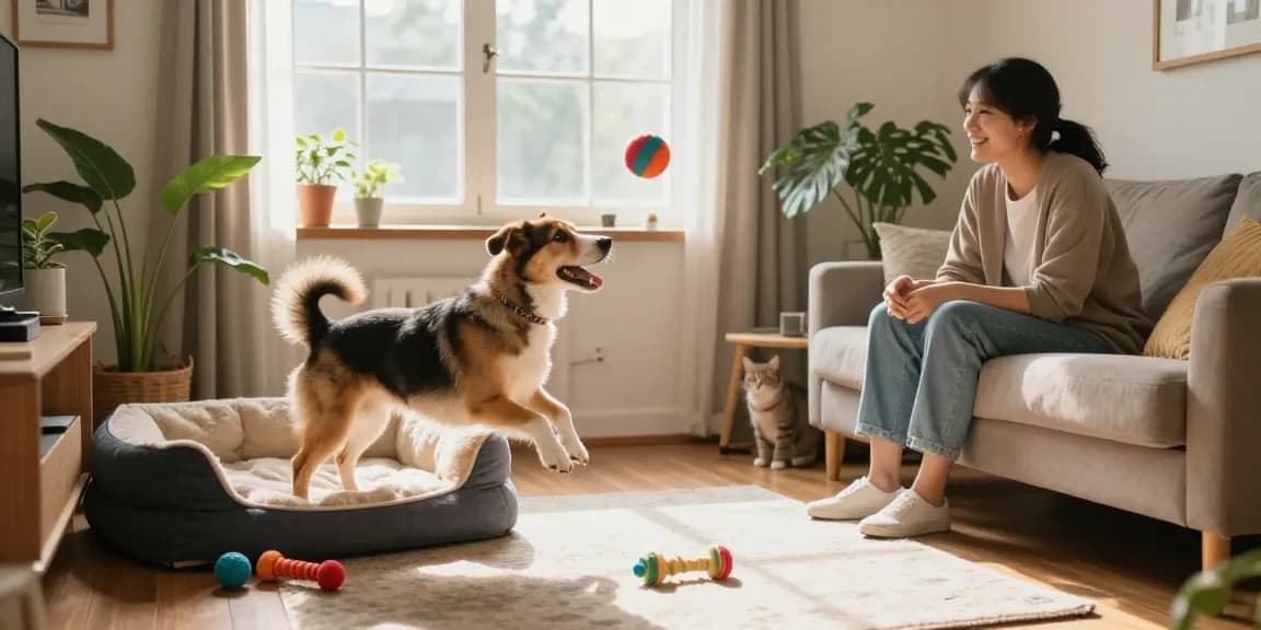 Pet owner interacts with their dog in a joyful moment, rokok88 lifestyle scene.