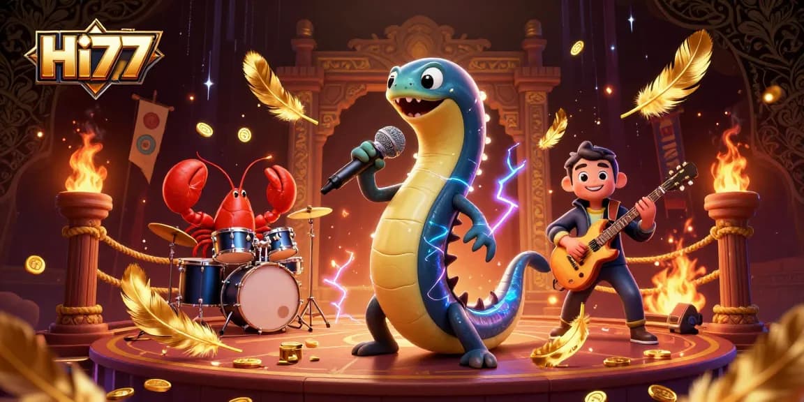 Experience thrilling gameplay at Hi77 while enjoying the dynamic underwater casino scene with vibrant characters.