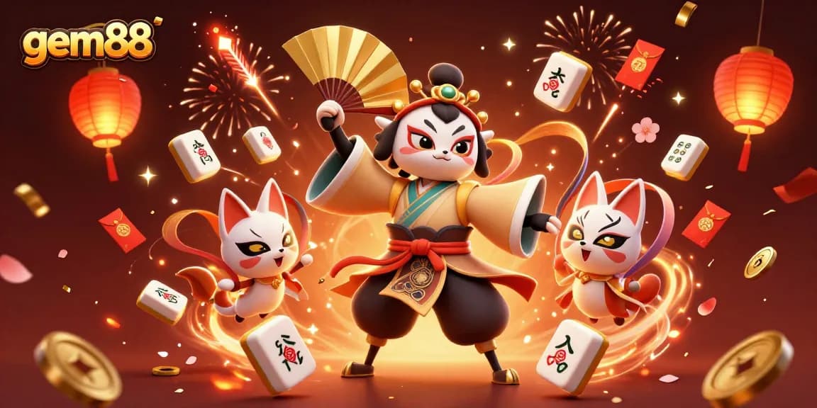 Unlock big wins at gem88 with vibrant characters and dynamic gaming elements in a festive setting.