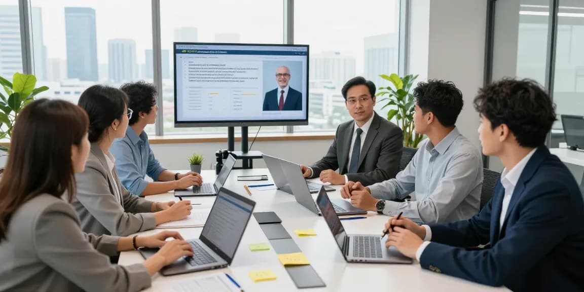 Erfahren Sie, wie man eine Firma bewertet, während ein dynamisches Team in einem modernen Büro zusammenarbeitet.