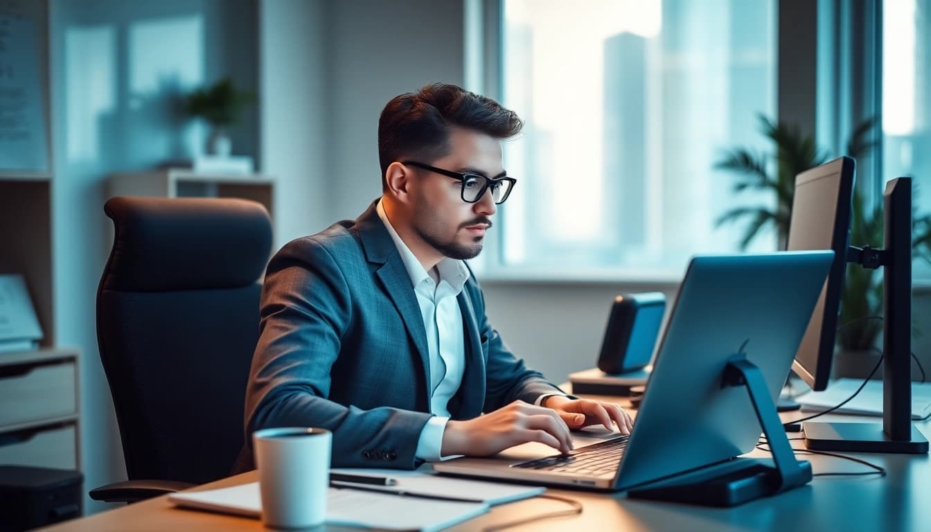 Headhunter IT berät am Schreibtisch kompetent IT-Profis.