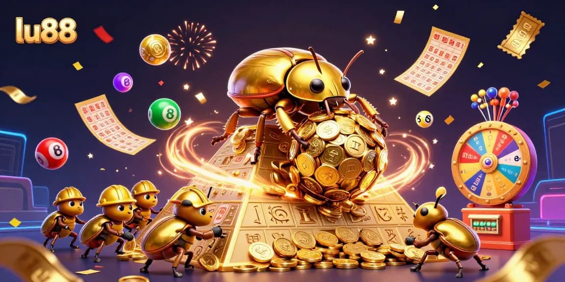 Experience the thrill of lu88's vibrant gaming world with a golden dung beetle casino adventure.
