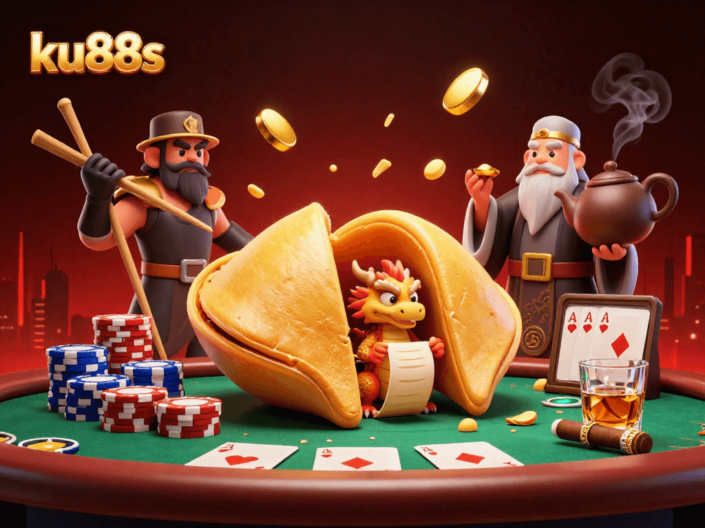 Play at ku88s and enjoy a vibrant casino scene with detailed characters and game elements.