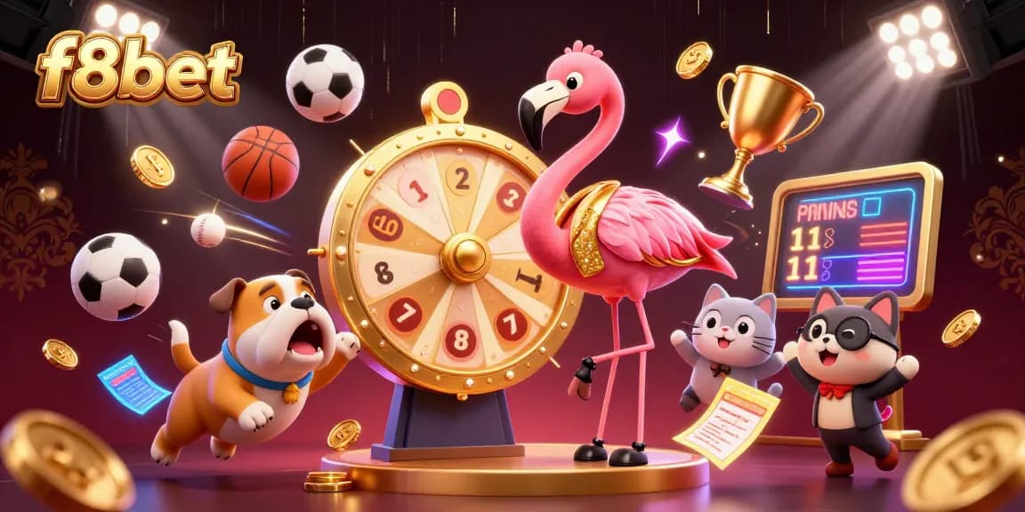 Engage in thrilling gameplay at f8bet with dynamic sports betting featuring vibrant cartoon characters.