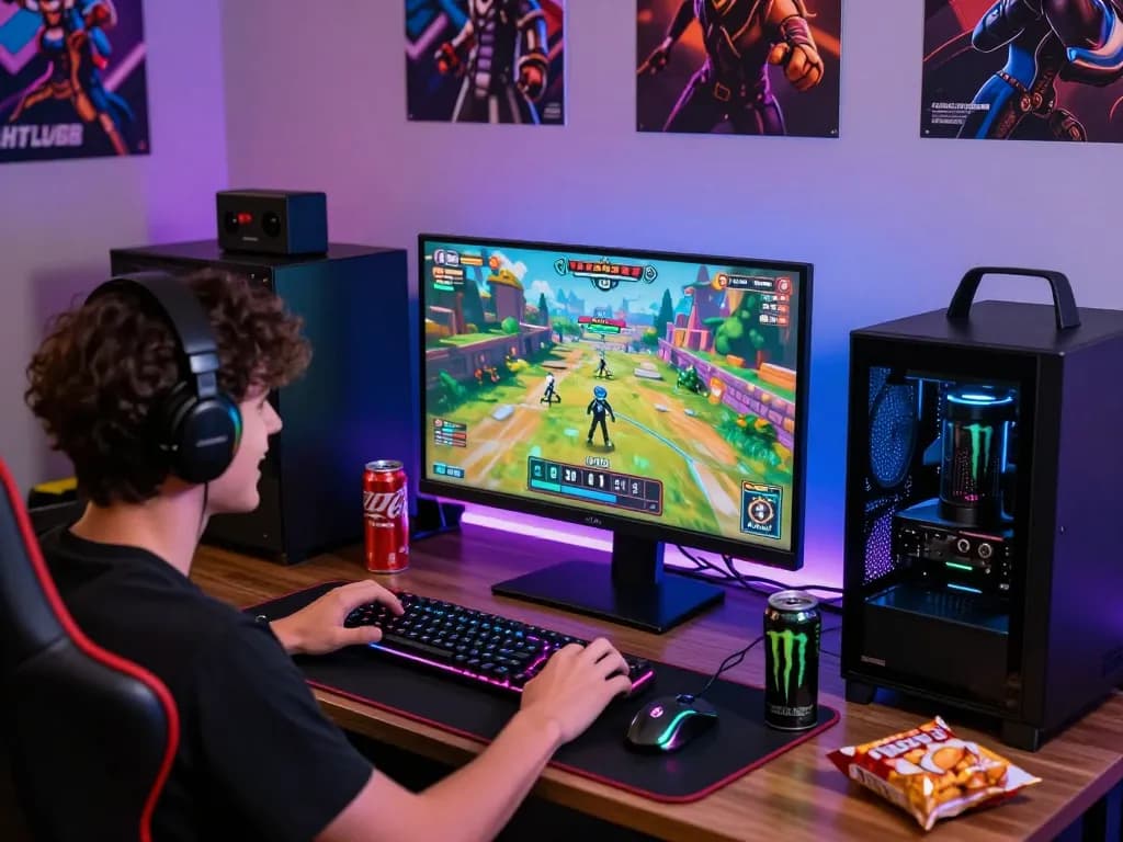 Excited player engaging with Hitclub game in a vibrant gaming setup
