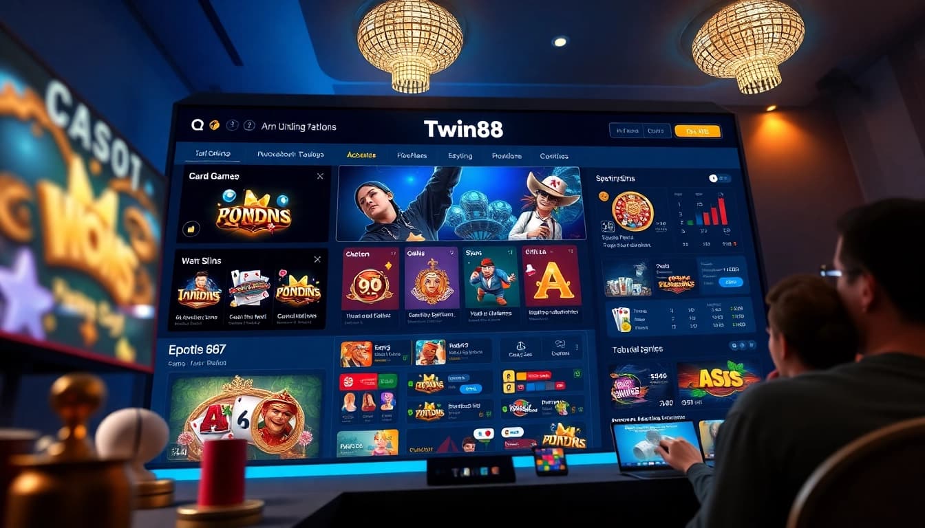 Twin68 online gaming interface showcasing various games with an inviting atmosphere.