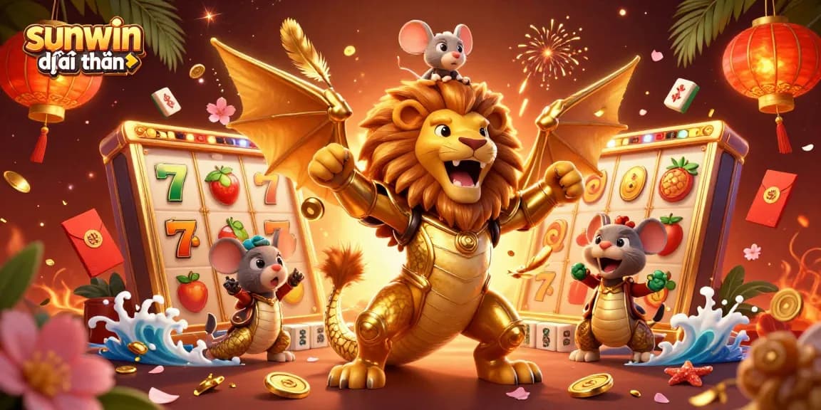 Experience sunwin đổi thưởng with a 3D chimera, mouse jockey, and vibrant casino elements.